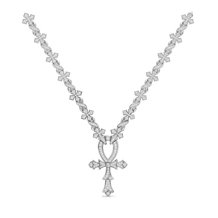 925 Silver Ankh Cross Chain & Bracelet Set suppliers