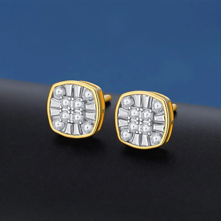 925 Silver Art Deco Mixed Cut Moissanite Stud Earring Elegant Stackable Earring high quality