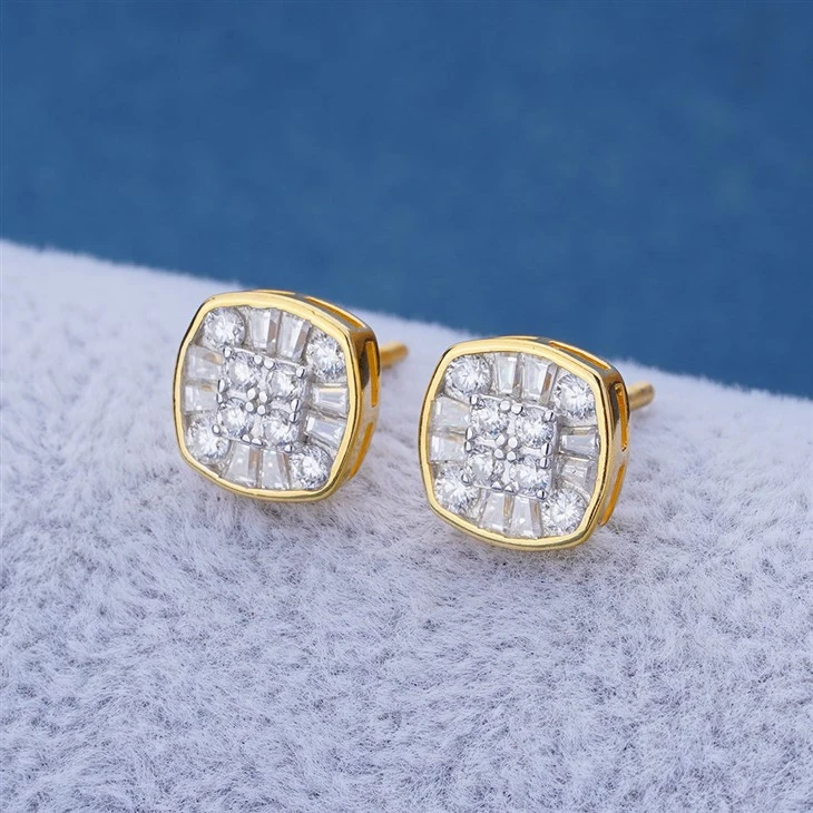 925 Silver Art Deco Mixed Cut Moissanite Stud Earring Elegant Stackable Earring factory