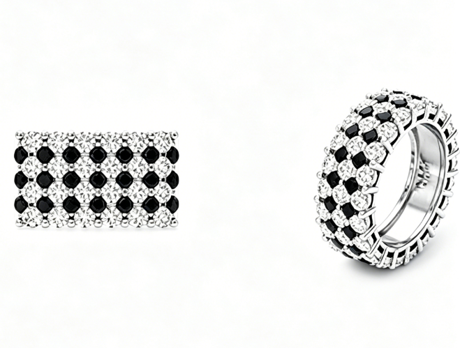 925 Silver Black & White Checkerboard Jewelry Set factory