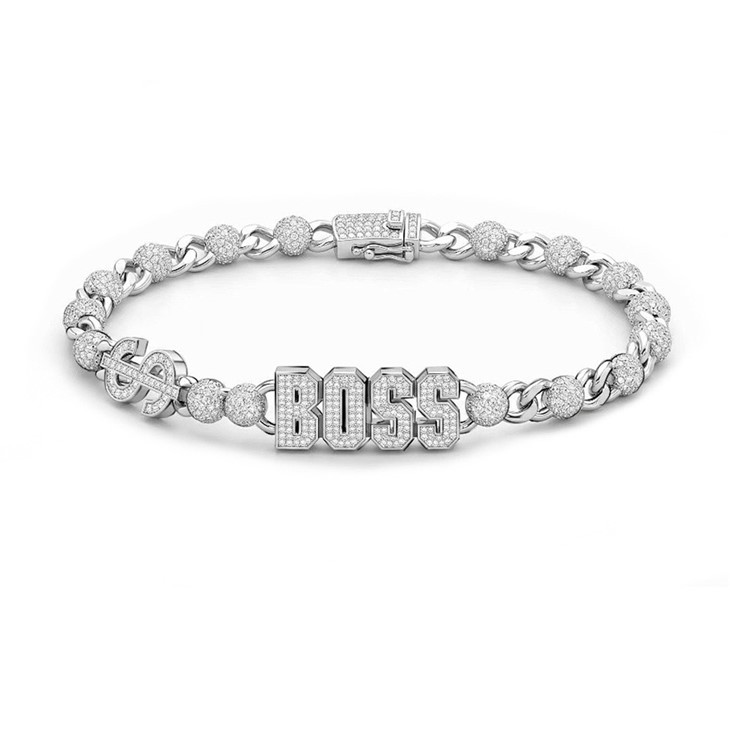 925 Silver BOSS & Dollar Sign Link Chain Set best