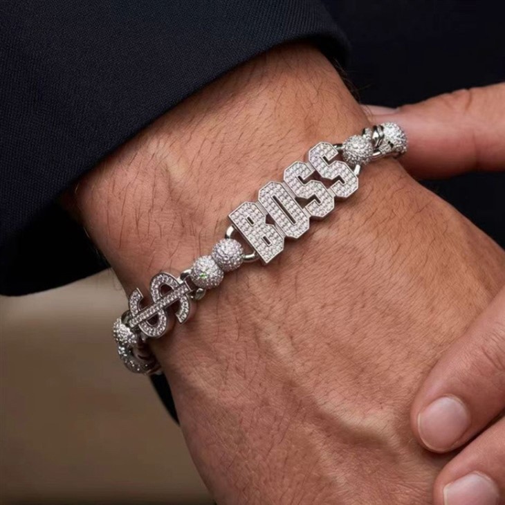925 Silver BOSS & Dollar Sign Link Chain Set factory
