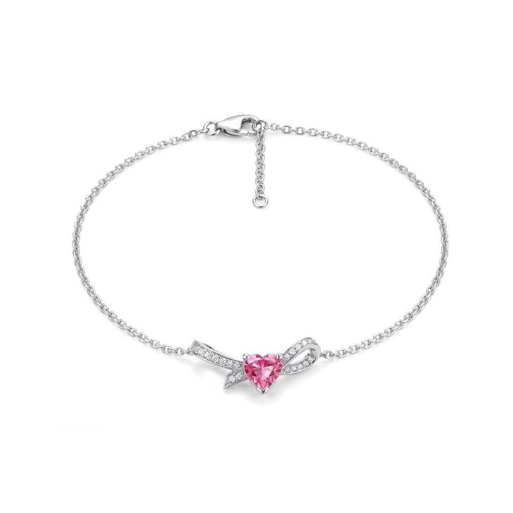 925 Silver Bowknot Heart Pink CZ Jewelry Set Romantic Women Jewelry For Gift high quality