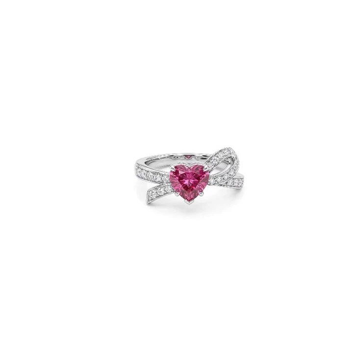 925 Silver Bowknot Heart Pink CZ Jewelry Set Romantic Women Jewelry For Gift price
