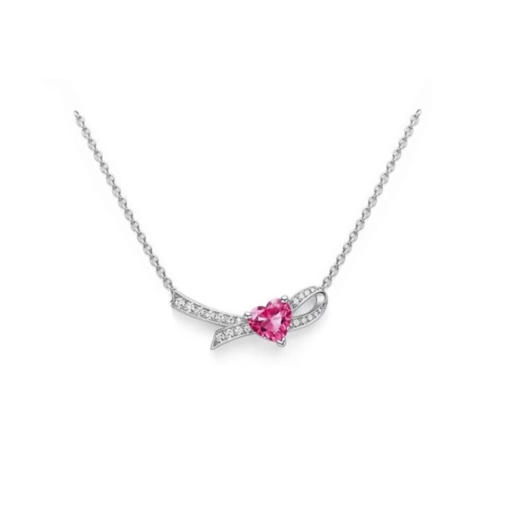 925 Silver Bowknot Heart Pink CZ Jewelry Set Romantic Women Jewelry For Gift factory
