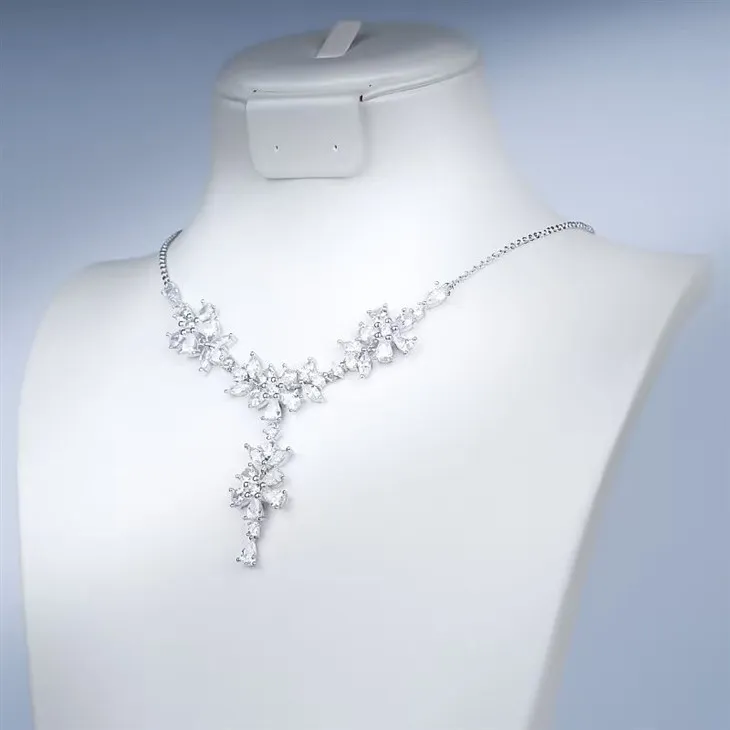 925 Silver Bridal Sparkling Marquise Crystal Pendant Necklace best