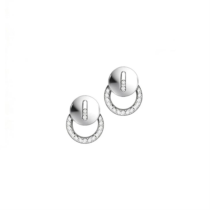 925 Silver Circle CZ Jewelry Set Interlocking Modern Geometric Fine Jewelry factory