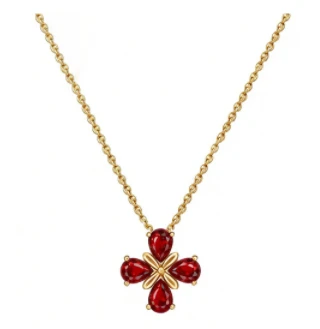925 Silver Classic Four Leaf Clover Red Gemstone Matching Jewelry Set best