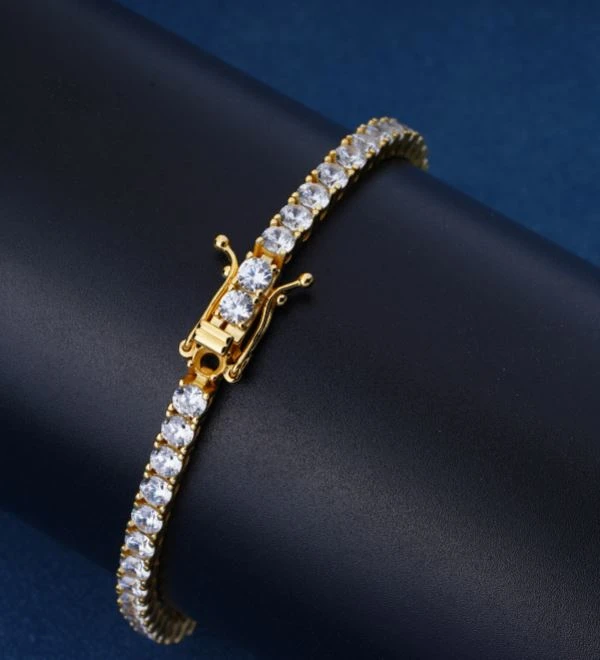 925 Silver Classic Full Paved Round Cubic Zirconia Tennis Link Bracelet Dainty Sparkle Stackable Bracelet factory