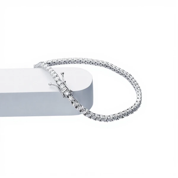 925 Silver Classic Full Paved Round Cubic Zirconia Tennis Link Bracelet Dainty Sparkle Stackable Bracelet high quality