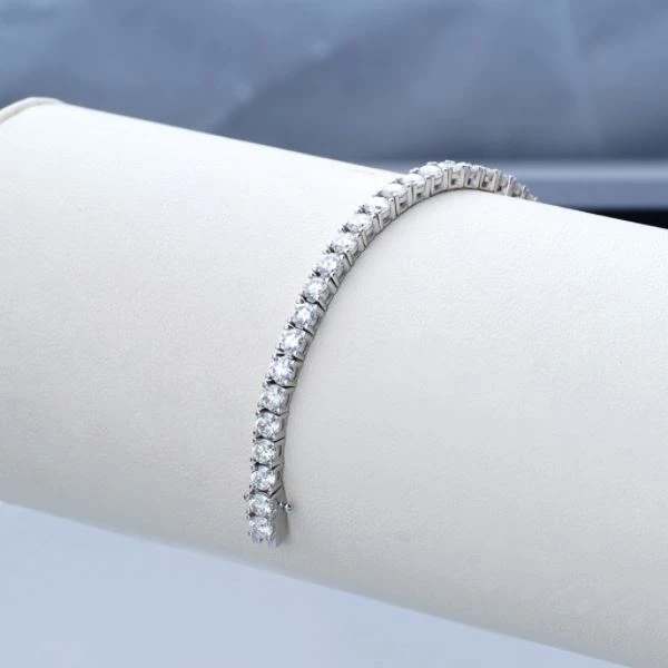 925 Silver Classic Full Paved Round Cubic Zirconia Tennis Link Bracelet Dainty Sparkle Stackable Bracelet price