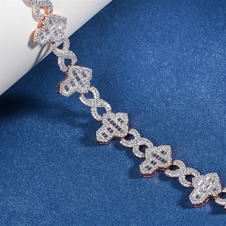 925 Silver Cross Infinity Link Bracelet Baguette & Round Moissanite Wrist Bracelet Jewelry Gift price