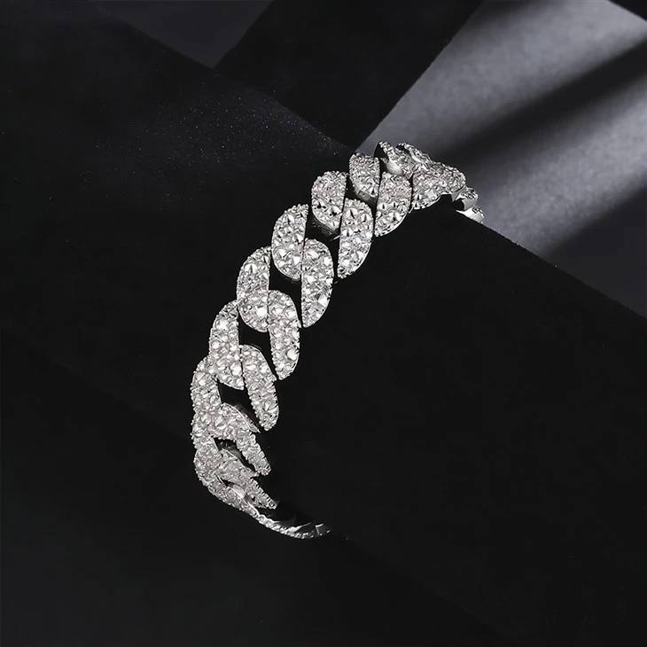 925 Silver Cuban Link Chain Set Hip Hop Jewelry For Men suppliers