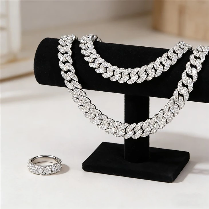 925 Silver Cuban Link Chain Set Hip Hop Jewelry For Men high quality