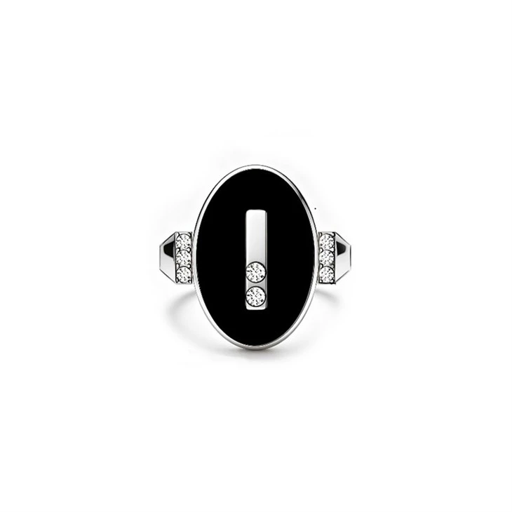 925 Silver Factory Original Art Deco Black Enamel Sliding Moissanite Jewelry Set suppliers