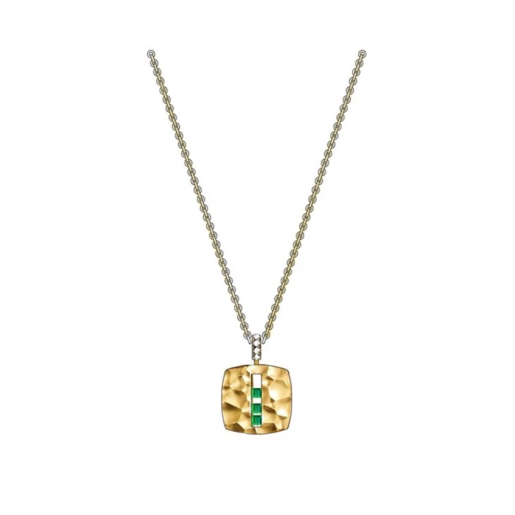925 Silver Factory Original Hammered Sliding Gem Pendant Necklace Set factory