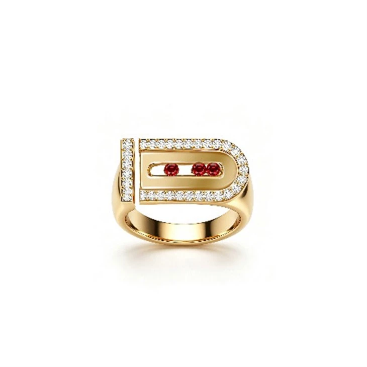 925 Silver Factory Original U-Shaped Sliding Red CZ Jewelry Set factory