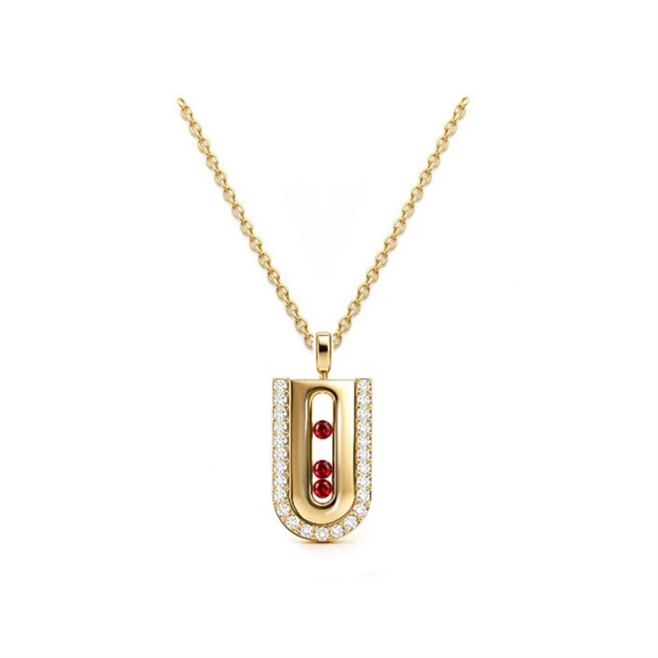 925 Silver Factory Original U-Shaped Sliding Red CZ Jewelry Set suppliers