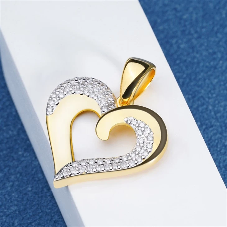 925 Silver Factory Wholesale Two-Tone Plated Heart Pendant factory