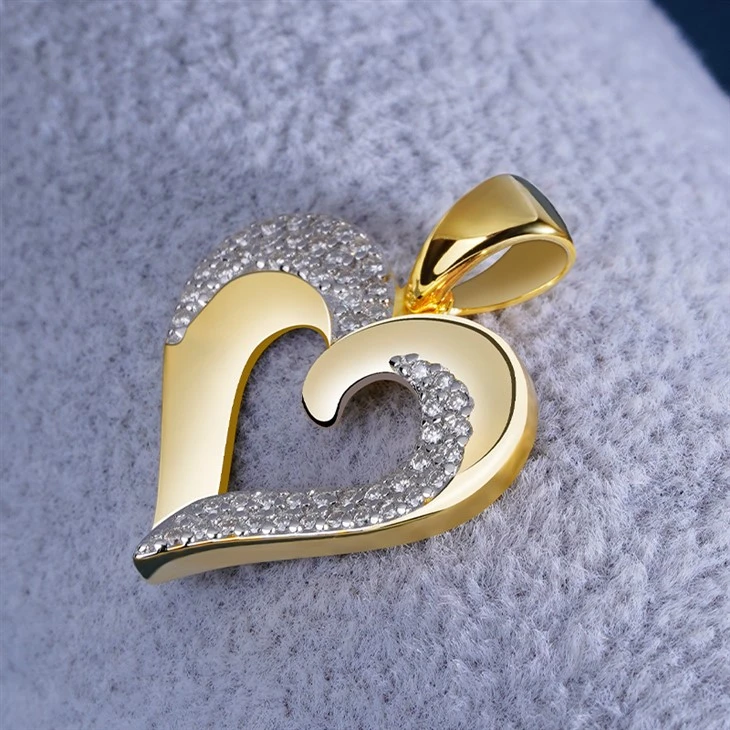 925 Silver Factory Wholesale Two-Tone Plated Heart Pendant best