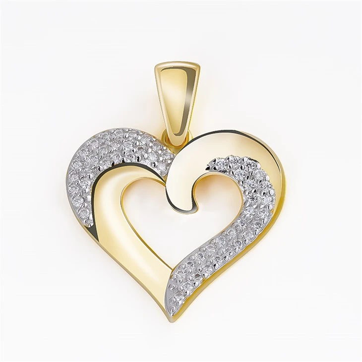 925 Silver Factory Wholesale Two-Tone Plated Heart Pendant suppliers