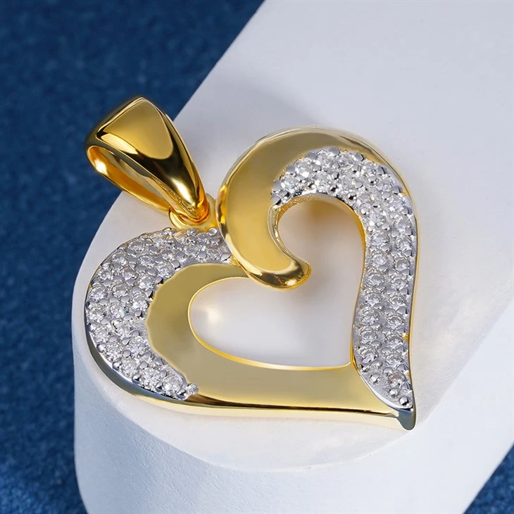 925 Silver Factory Wholesale Two-Tone Plated Heart Pendant high quality
