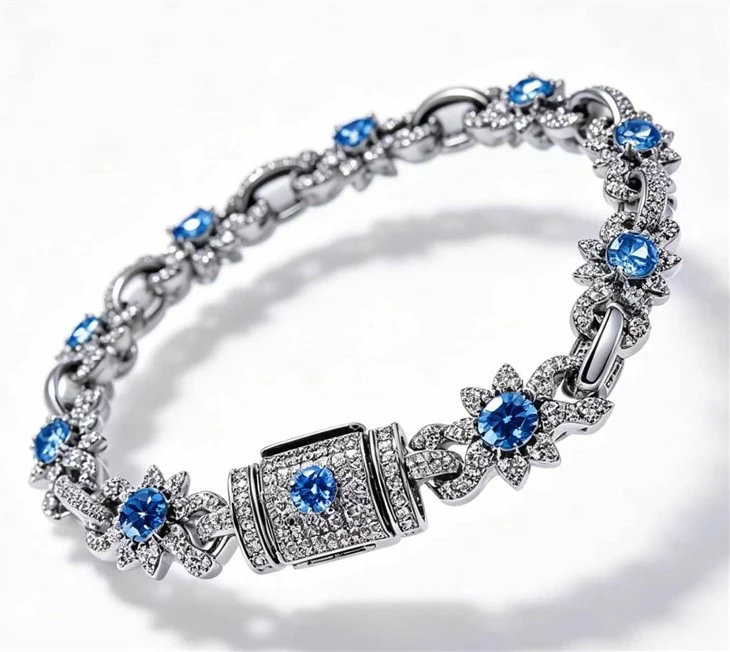 925 Silver Factory Wholesale Blue CZ Bracelet Women Jewelry factory