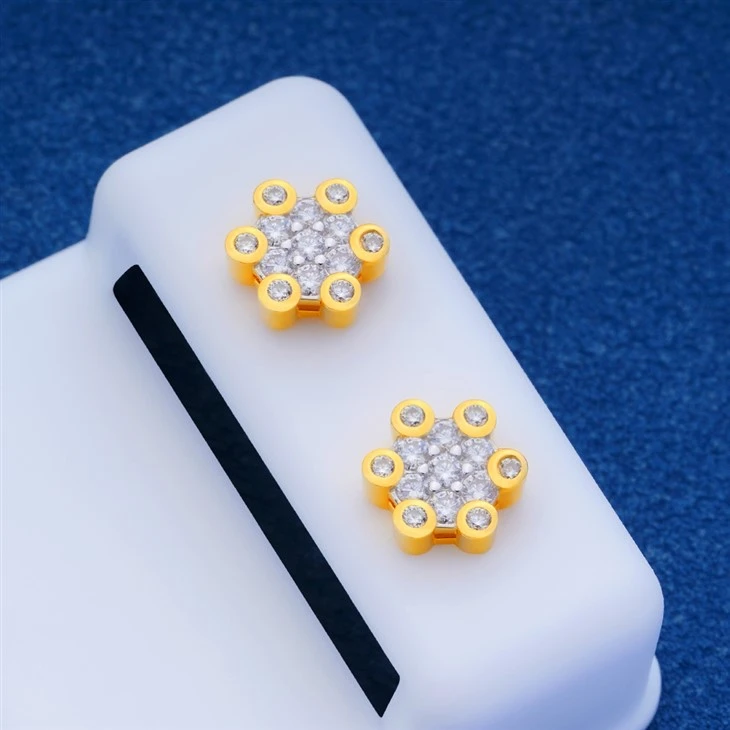 925 Silver Flower Cluster Stud Earring Floral Moissanite Sparkling Earring best