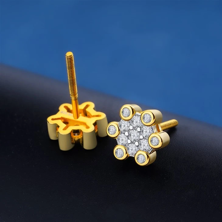 925 Silver Flower Cluster Stud Earring Floral Moissanite Sparkling Earring suppliers