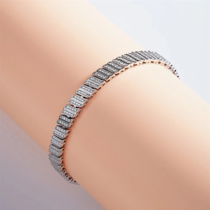 925 Silver Full Micro Pave Moissanite Box Link Bracelet suppliers
