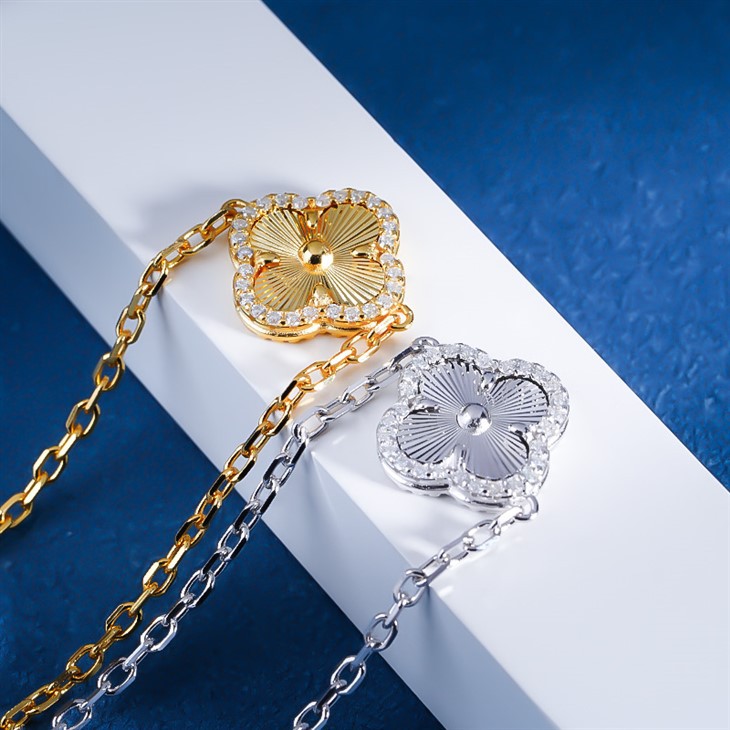 925 Silver Gold Plated Clover Bracelet high quality