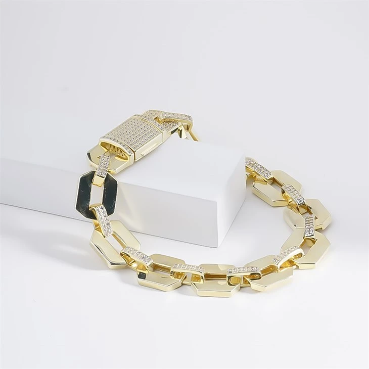 925 Silver Gold Plated Cuban Chain Wrist Jewelry Link Bracelet For Men price