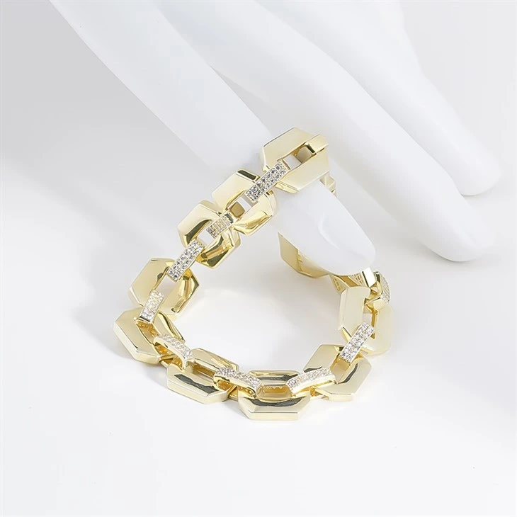 925 Silver Gold Plated Cuban Chain Wrist Jewelry Link Bracelet For Men high quality
