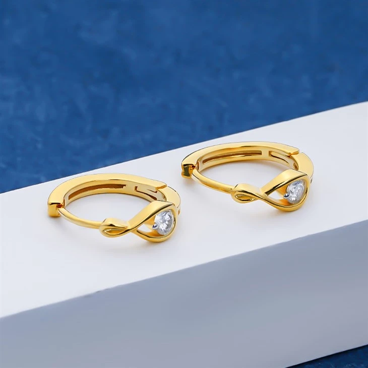 925 Silver Gold Plated Teardrop Minimalist Hoop Earrings For Women factory
