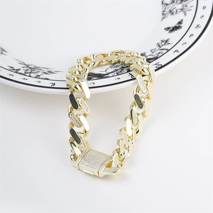 925 Silver Gold Plated Wholesale Hippop Bracelet Cuban Chain Jewelry price