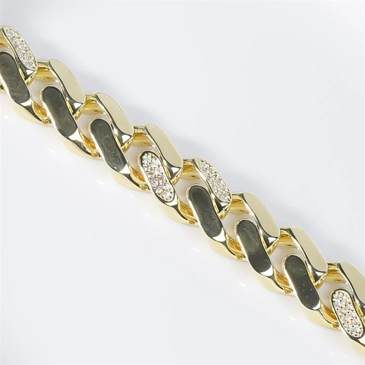 925 Silver Gold Plated Wholesale Hippop Bracelet Cuban Chain Jewelry suppliers