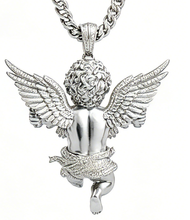925 Silver Hip Hop Gun Angel Pendant Cuban Necklace suppliers