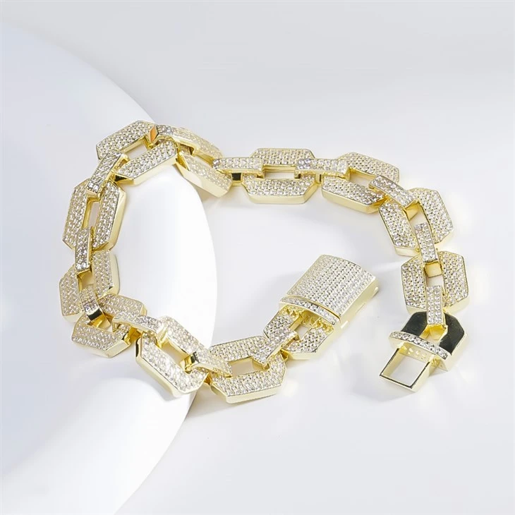 925 Silver Hip Hop Heavy Rectangle Paperclip Bracelet high quality