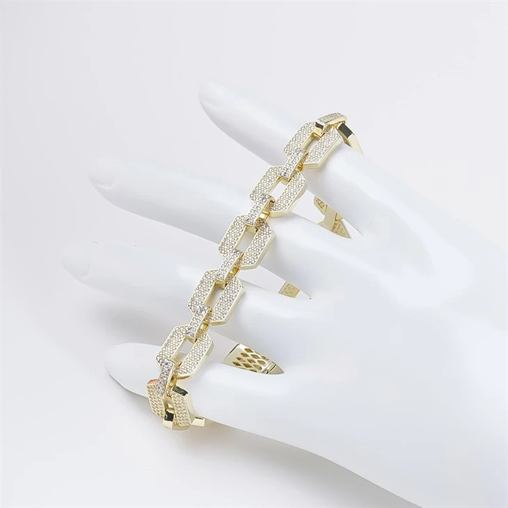 925 Silver Hip Hop Heavy Rectangle Paperclip Bracelet best