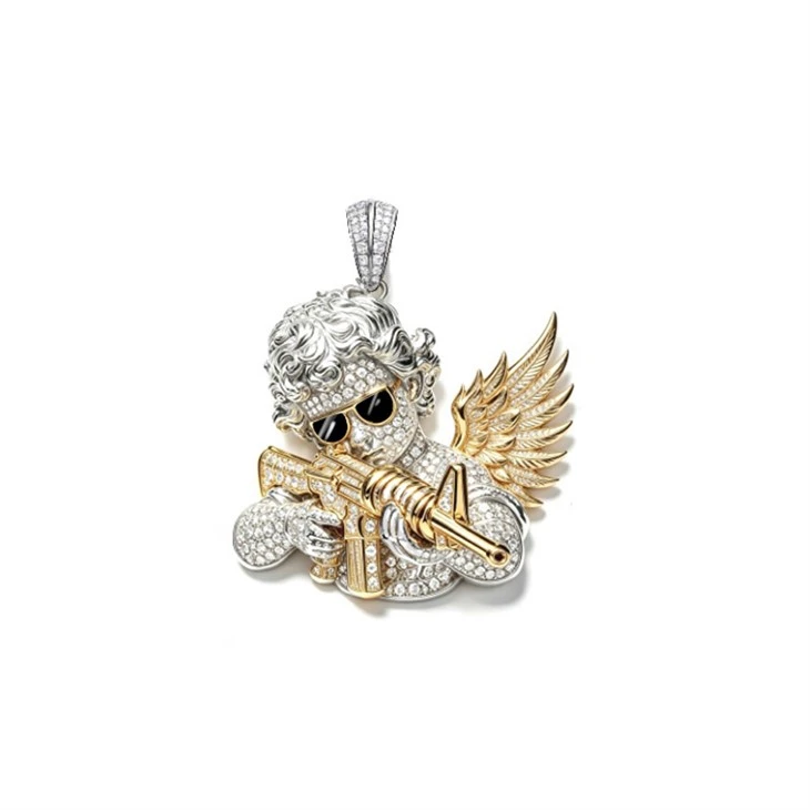 925 Silver Hip Hop Iced Pendant Set Shark Head Red Web Black Spider For Men suppliers