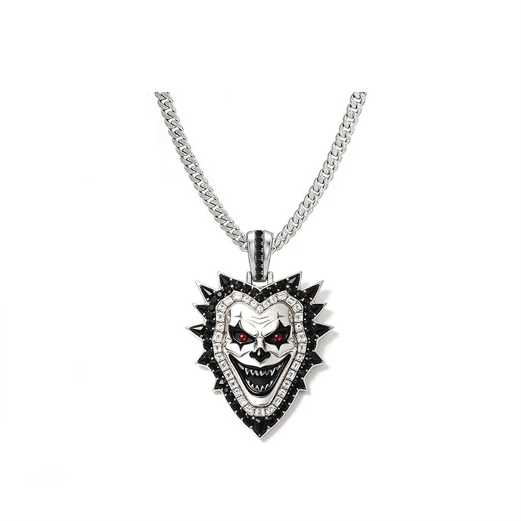 925 Silver Hip Hop Jewelry Set Oval Black Spider Ring Black Heart Queen Poker Card Pendant best