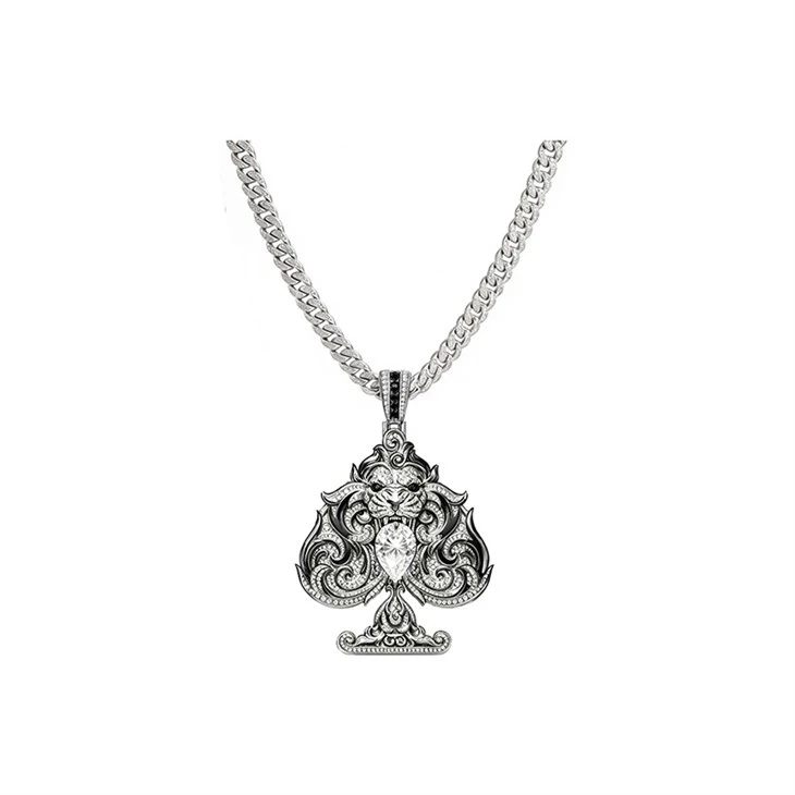 925 Silver Hip Hop Pendant Necklace 3D Pendant Bling Moissanite Jewelry For Men suppliers