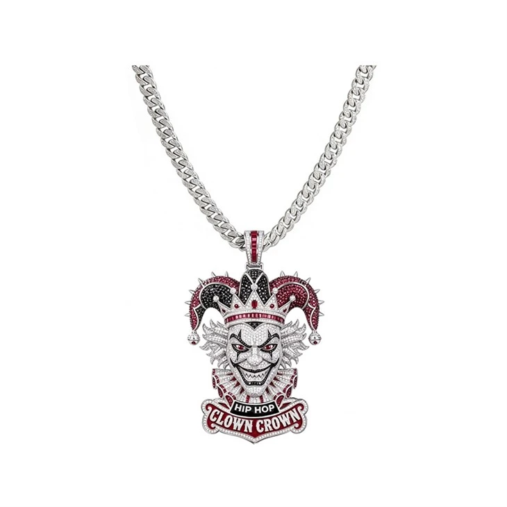 925 Silver Hip Hop Pendant Necklace Clown Crown Panther Basketball Pendant suppliers