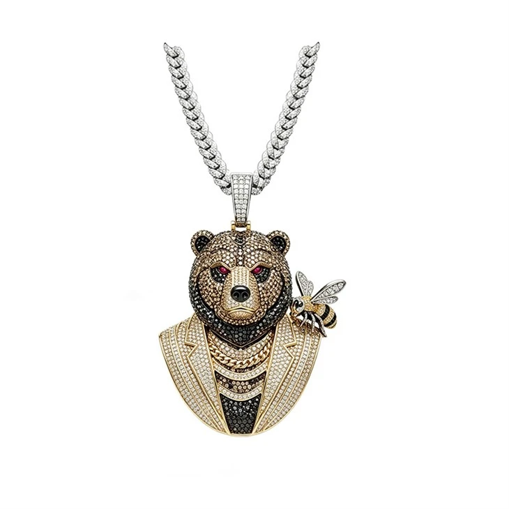 925 Silver Hip Hop Pendant Suit Lion With Eagle Bear Egyptian Horus Scarab For Men factory