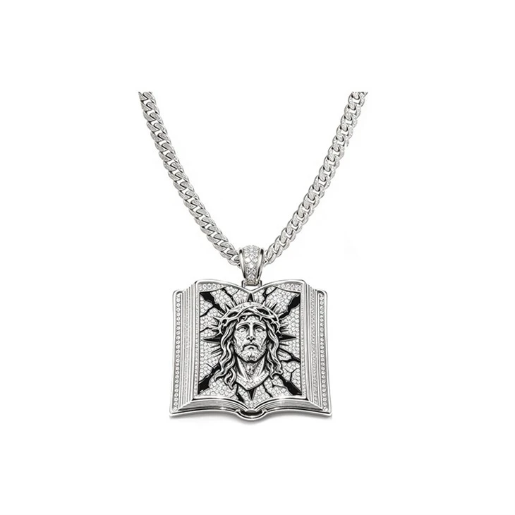 925 Silver Iced Ancient Culture Jewelry Set Religious Jesus Egyptian Goddess Cat & Horus Eagle Pendant Necklace suppliers