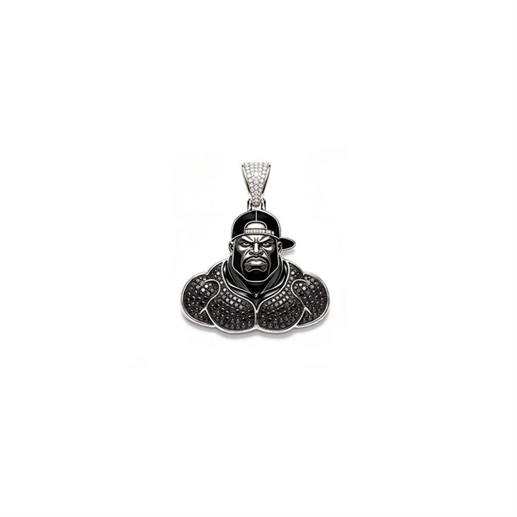 925 Silver Iced Out Fitness Bodybuilder Pendant 3D Pendant Factory Wholesale factory