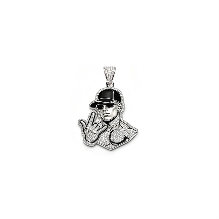 925 Silver Iced Out Fitness Bodybuilder Pendant 3D Pendant Factory Wholesale best