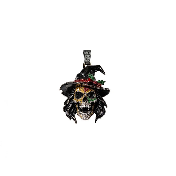925 Silver Iced Out Halloween Hip Hop Jewelry Set Jack Skellington Pendant Necklace For Men factory