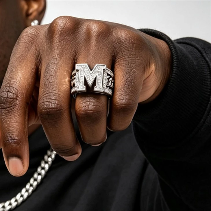 925 Silver Iced Out Hip Hop Jewelry Set Bling Playing Card Spade Necklace & Ring For Men suppliers