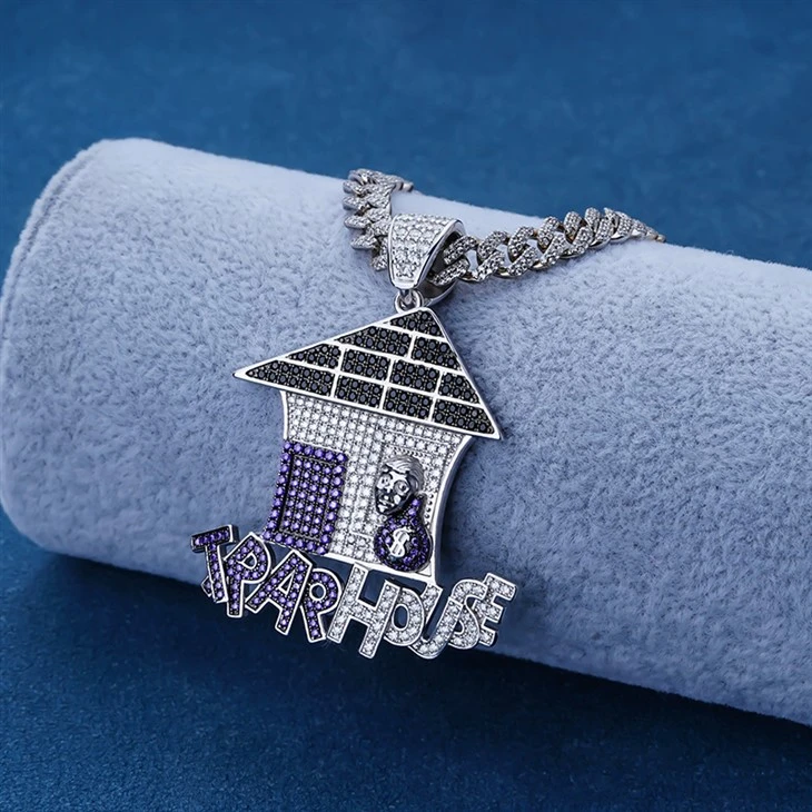 925 Silver Iced Out Trap House Pendant Necklace Hip Hop Pendant best